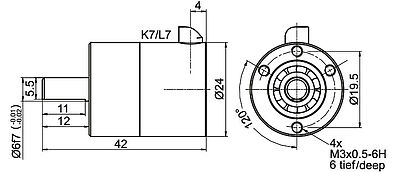 Zeichnung Drawing Drehgeber encoder WDG24C K7L7