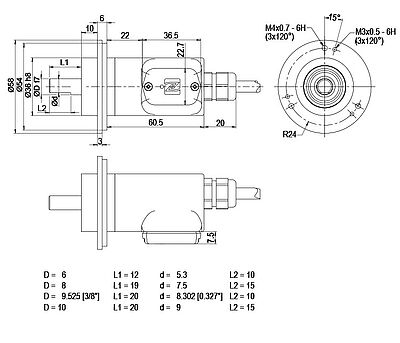 Kablo bağlantısı L2 eksenel, 2 m kablolu