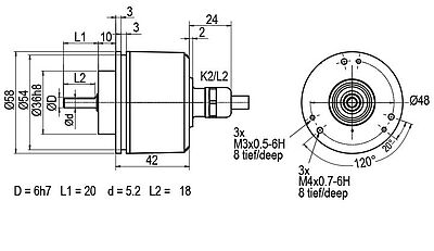 Zeichnung drawing Drehgeber encoder WDGI58K K2L2