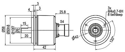 Zeichnung Drehgeber Drawing encoder WDGI58C S4