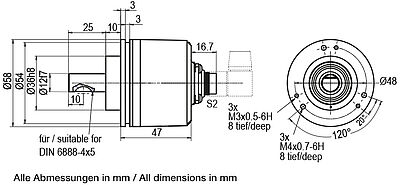 Zeichnung Drehgeber drawing encoder WDGI58D S2 magn.