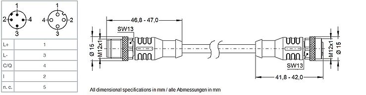 IVK467 Drehgeber IO-Link Kabel Zeichnung IVK467 Drehgeber IO-Link Kabel Zeichnung