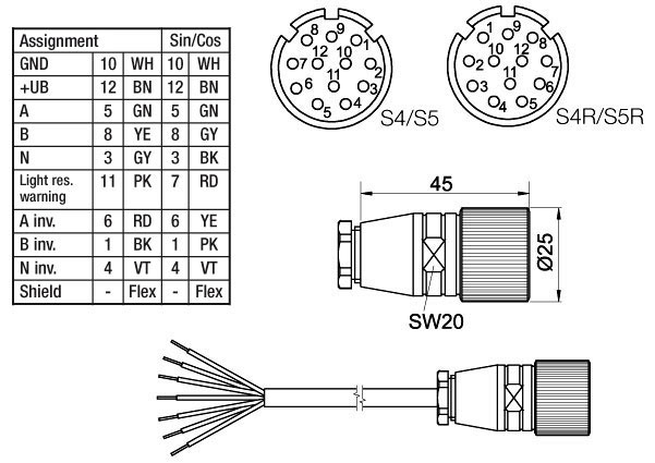 Z KD1267 female connector encoder