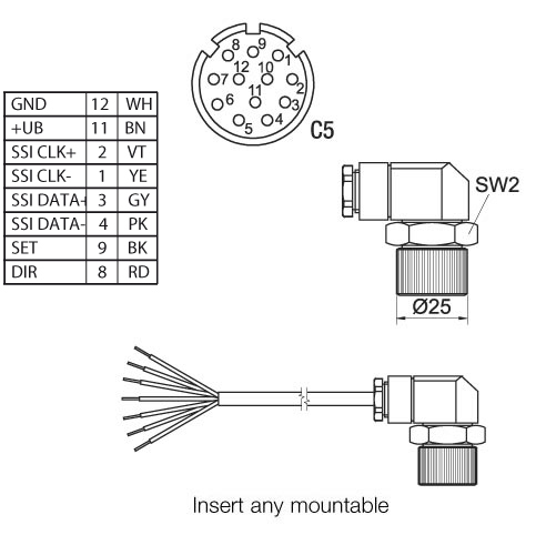 Z KDA1267 SSI female connector encoder Z KDA1267 SSI female connector encoder